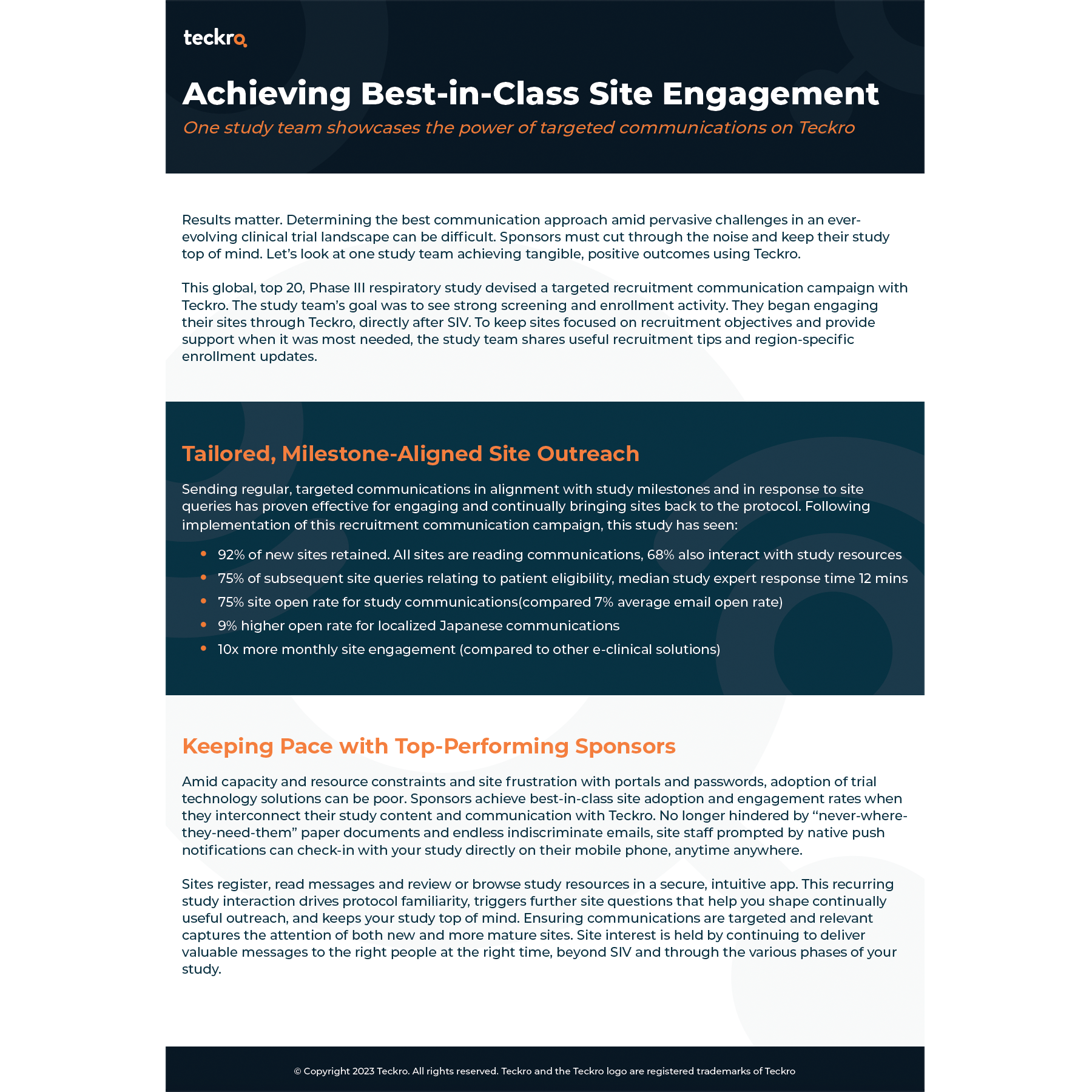 Best in class site engagement cover